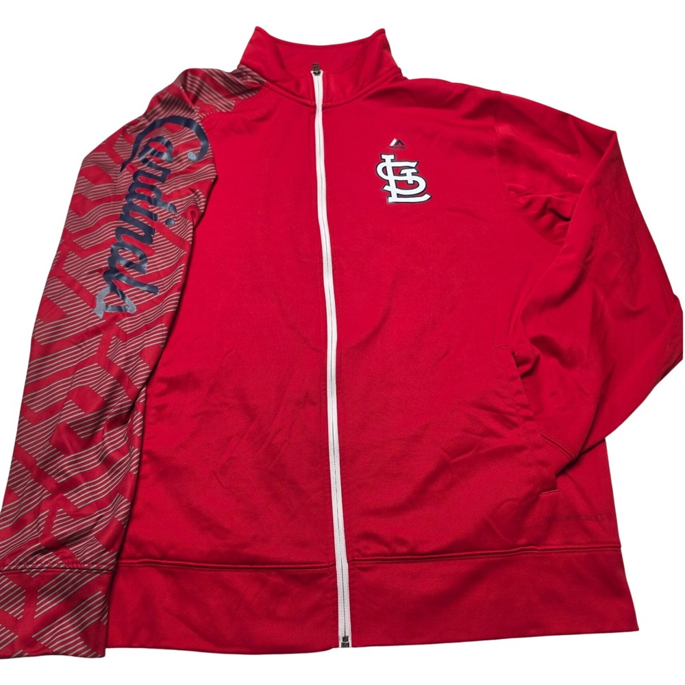 Majestic St Louis Cardinals Therma Base Full Zip Jacket Mens XL Red MLB Athletic